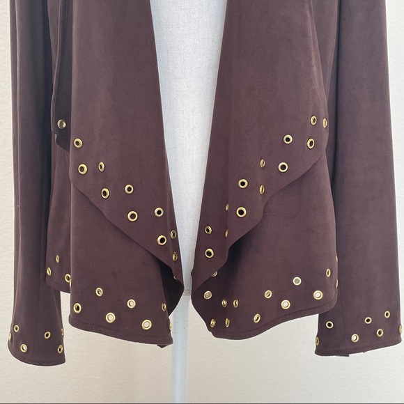 INC International Concepts Brown Faux Suede Jacket - Picture 3 of 10